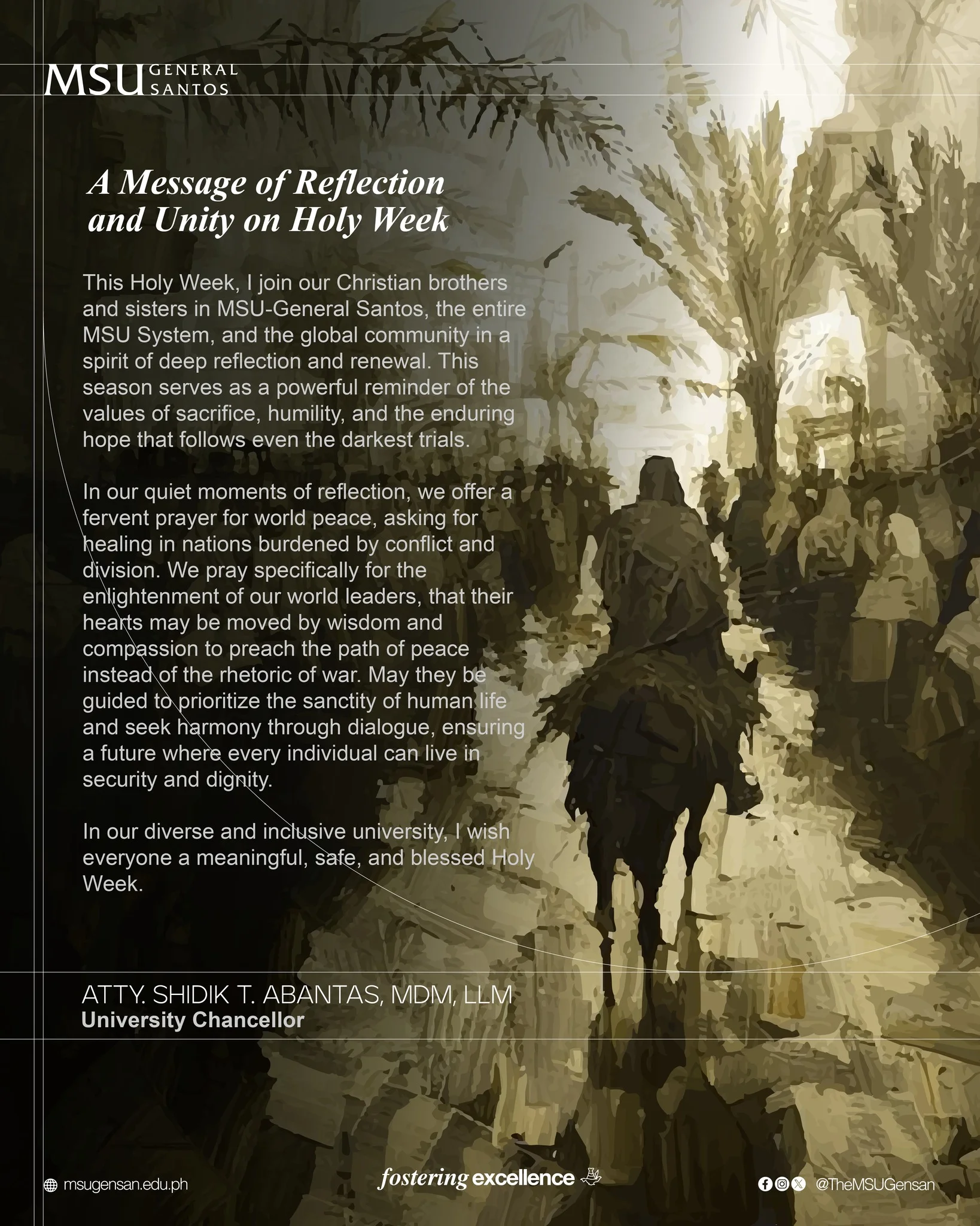 Holy Week Short Message A Message of Reflection and Unity on Holy Week - Mindanao State ...