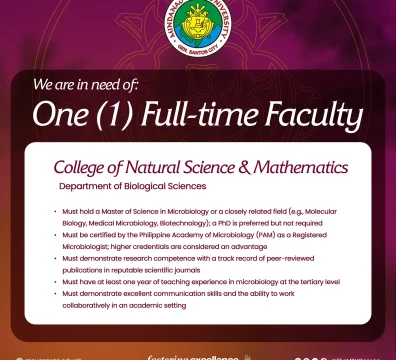 Faculty Recruitment for the Department of Biological Sciences