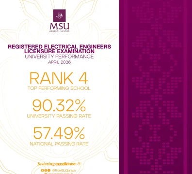 MSU-GenSan ranks Top 4 Performing School in April 2026 REELE