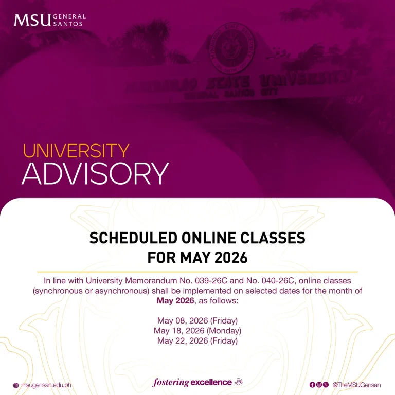 Scheduled Online Classes for May 2026